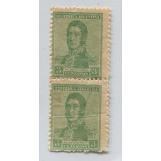 ARGENTINA 1918 GJ 482 PAREJA VERTICAL DE ESTAMPILLAS, 1 CON FILIGRANA WHEATLEY BOND NUEVAS MINT !!! U$ 24